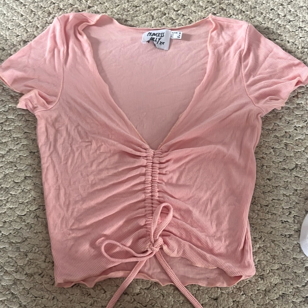 Princess Polly pink tie crop top